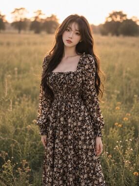 The Native One Pressed Blooms & Meadowlight cottagecore prairie maxi dress